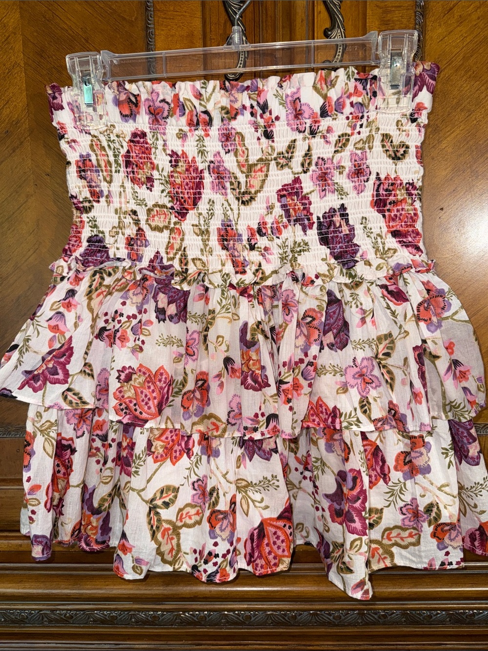 Floral Smocked Tiered Mini Skirt - Pink Multi
